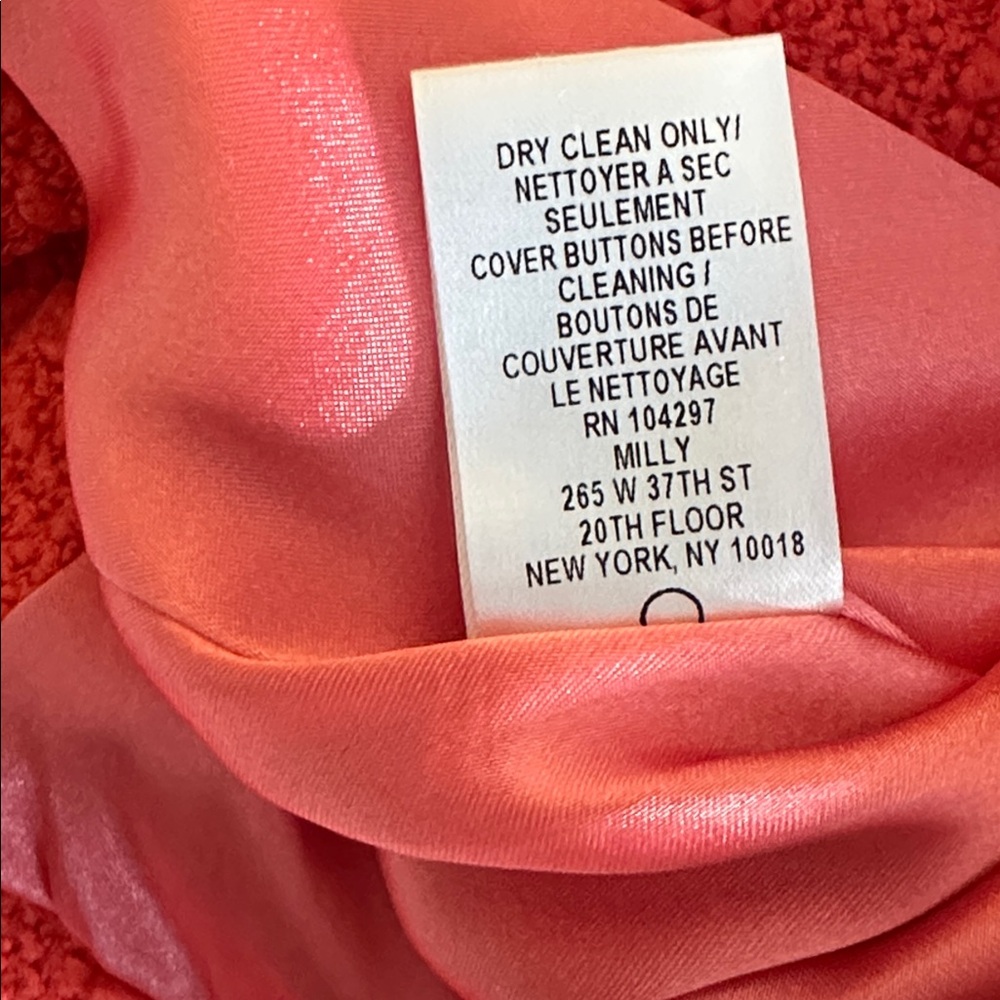 Milly Coral Textured Short Collared Blazer Jacket Size 6 Preppy Jackie Old Money - Picture 11 of 11